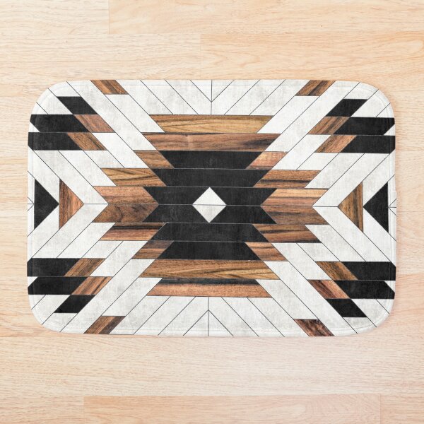 Urban Tribal Pattern No.5 - Aztec - Concrete and Wood Bath Mat