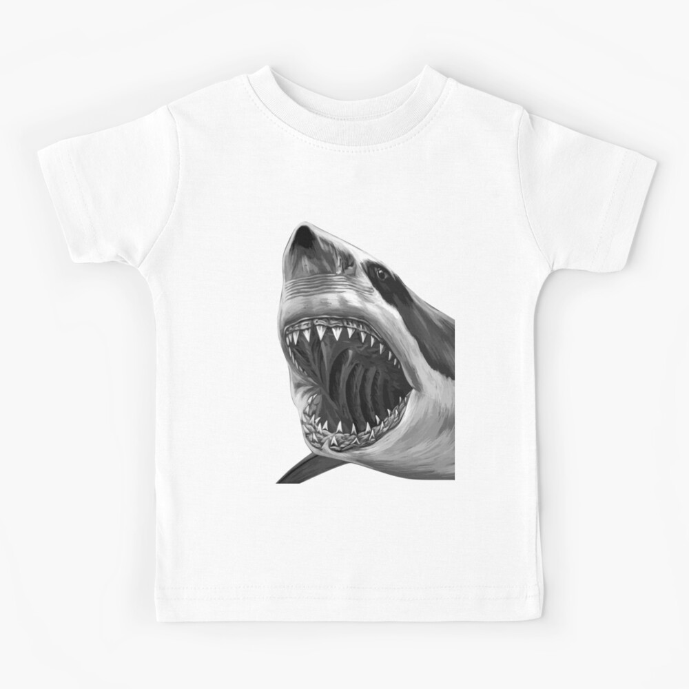 Kleding Unisex kinderkleding Tops & T-shirts T-shirts T-shirts met print 10 White by Hidaco Vtg 70’s Great White Shark T-Shirt sz 8 