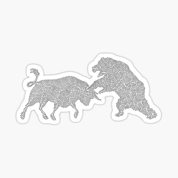 Bull vs the Bear one line art by tfoust Sticker