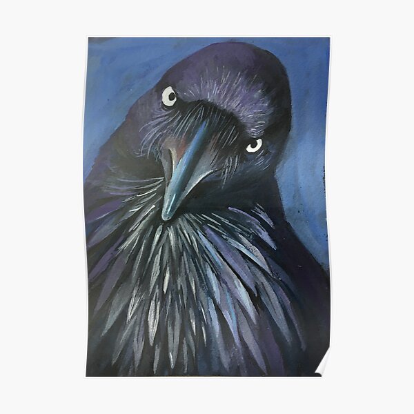 Perched and sat, and nothing more, the Raven. Cooped up bird telling you to stay home!! Poster