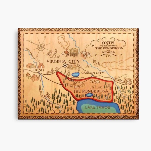 Ponderosa Map Bonanza Canvas Print