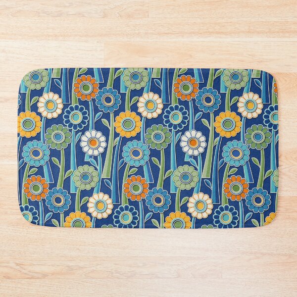 Item preview, Paper Cut Gerber Daisies // Version 10 // Navy Blue, Salmon, Yellow, Turquoise, Green, Ivory designed and sold by Elsy's Art.