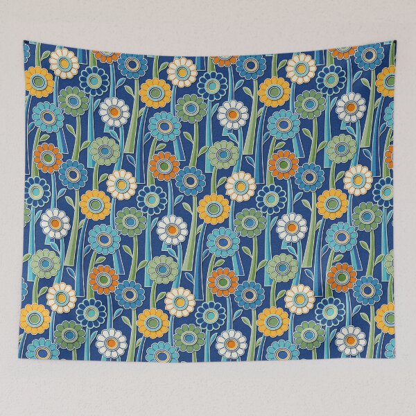 Item preview, Paper Cut Gerber Daisies // Version 10 // Navy Blue, Salmon, Yellow, Turquoise, Green, Ivory designed and sold by Elsy's Art.