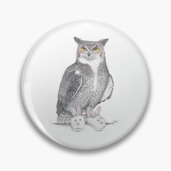 Item preview, Great horned owl in bunny slippers designed and sold by JimsBirds.