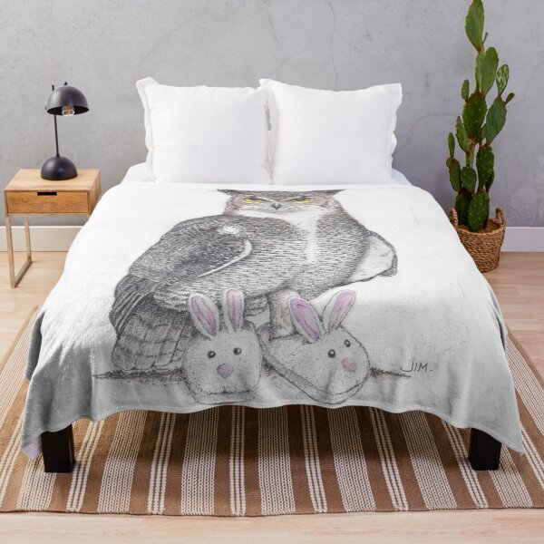 Item preview, Great horned owl in bunny slippers designed and sold by JimsBirds.