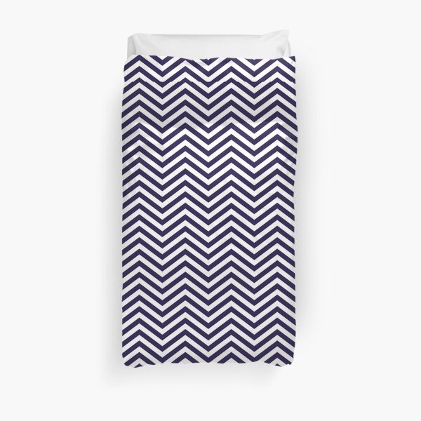 Simple Navy Blue and White Chevron Pattern Duvet Cover