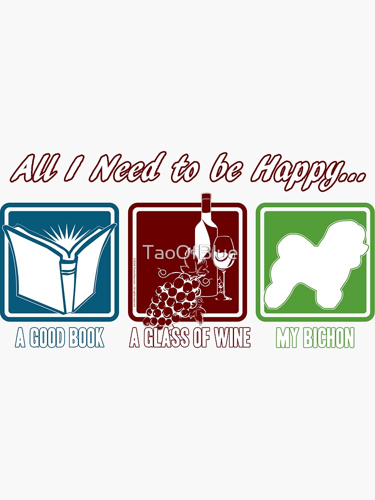Book, Wine, Bichon Frise by TaoOfBlue