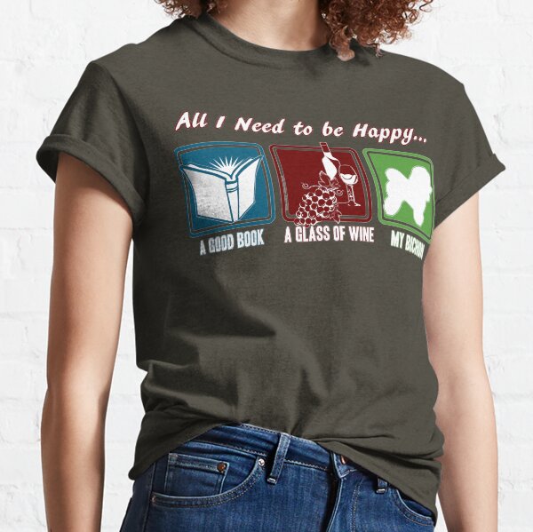 Book, Wine, Bichon Frise Classic T-Shirt