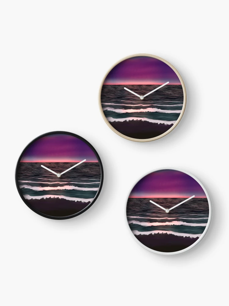 Thumbnail 3 of 4, Clock, Ocean Sunset designed and sold by CreativeMatthew.