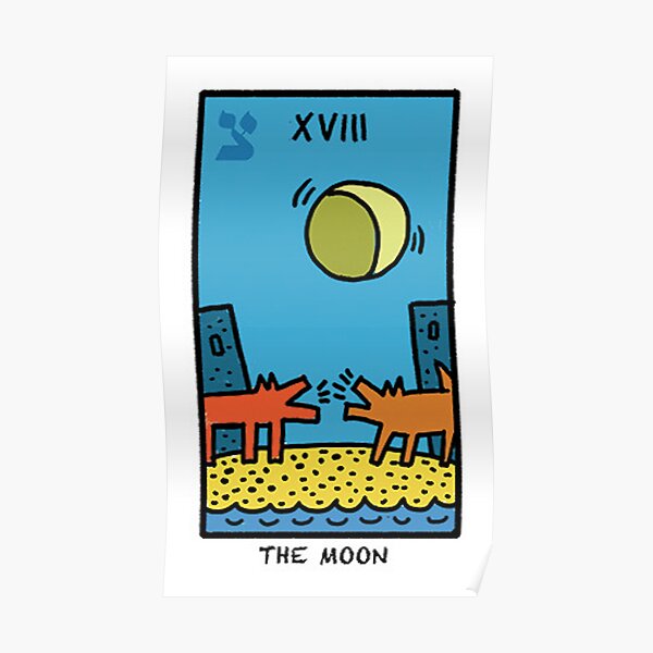 Tarot de lune de Kieth Haring Poster