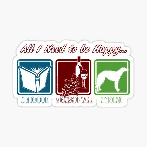 Book, Wine, Borzoi Sticker