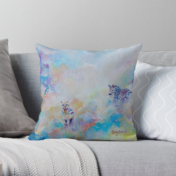 Colourful Alpaca and Zebra cloud design Throw Pillow