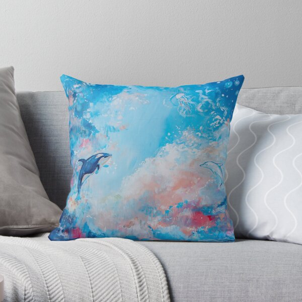 Killer Whale and Dolphin dance Throw Pillow