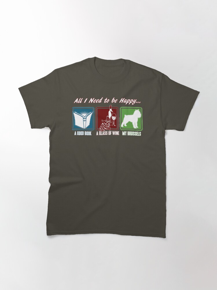 Alternate view of Book, Wine, Brussels Griffon Classic T-Shirt