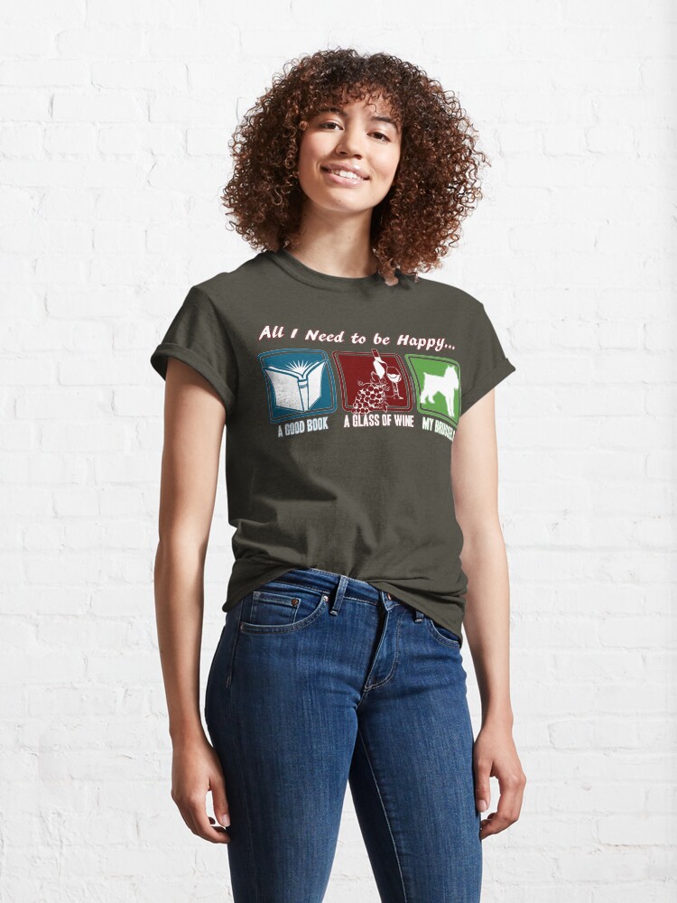 Alternate view of Book, Wine, Brussels Griffon Classic T-Shirt