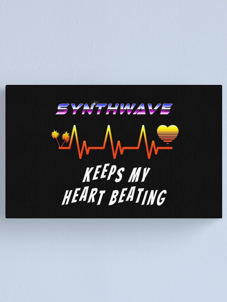 Alternate view of Synthwave keeps my heart beating Canvas Print