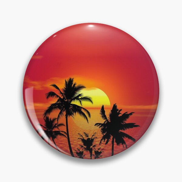 Item preview, Red Sunset Palms Nautical Clock designed and sold by ClocksMan.