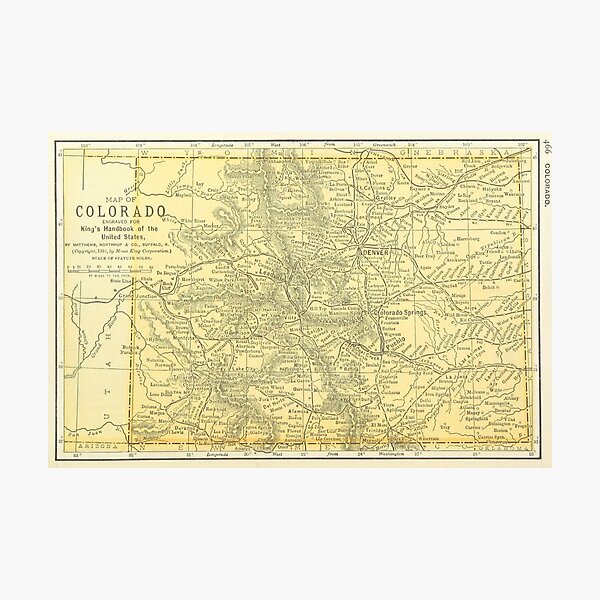 Item preview, Vintage Map of Colorado (1891) designed and sold by BravuraMedia.