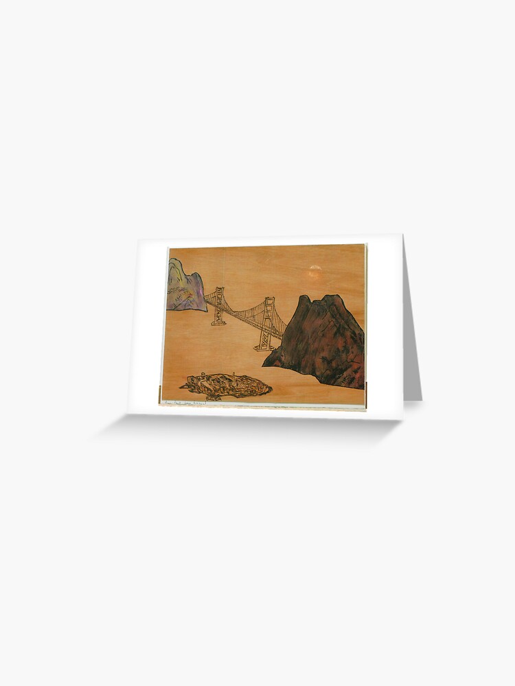 Thumbnail 1 of 2, Greeting Card, Moon on Golden Gate designed and sold by tomoenk6.