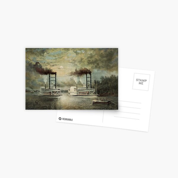 Item preview, Steamboat Race On The Mississippi - Baltic Vs Diana - 1859 designed and sold by warishellstore.