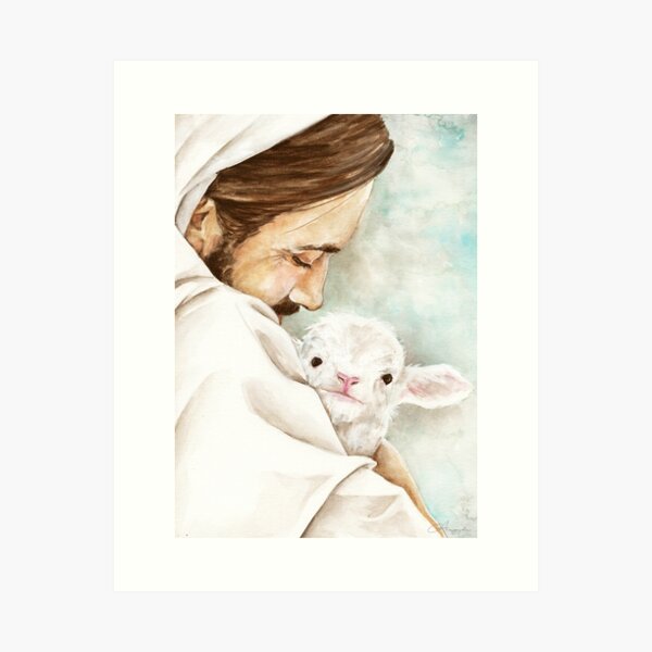 Item preview, Christ with Lamb Watercolor Print designed and sold by chelseaargyle.