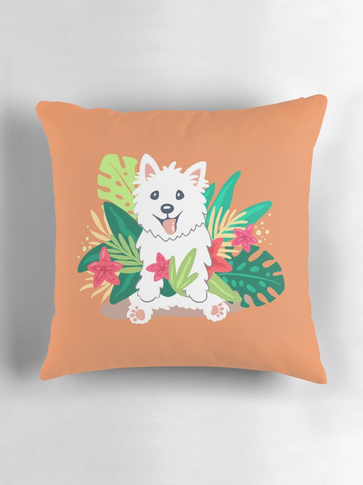 Thumbnail 3 of 4, Pillow, Westie dog Happy Spring designed and sold by mirunasfia.