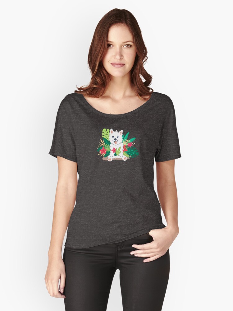 Thumbnail 1 of 3, Relaxed Fit T-Shirt, Westie dog Happy Spring designed and sold by mirunasfia.