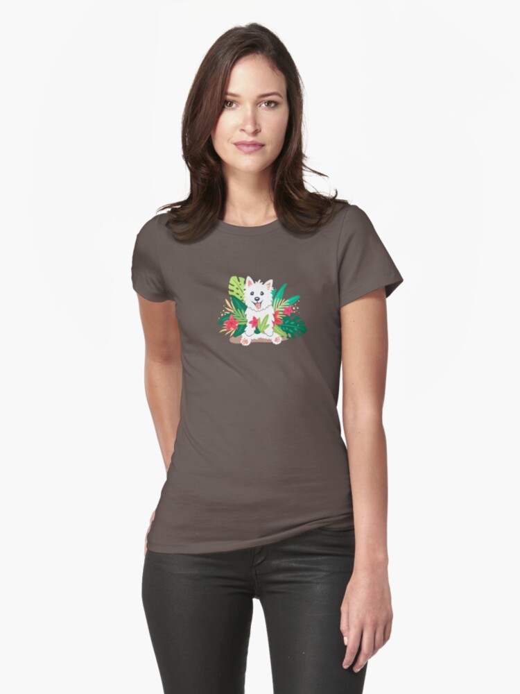 Thumbnail 1 of 3, Fitted T-Shirt, Westie dog Happy Spring designed and sold by mirunasfia.