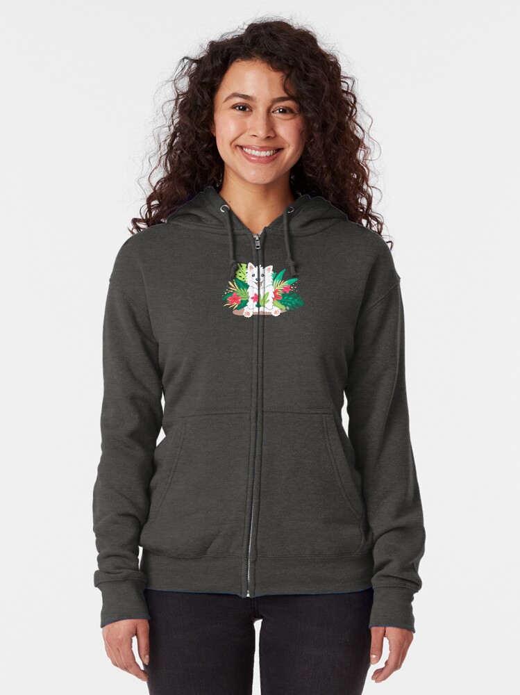 Thumbnail 2 of 5, Zipped Hoodie, Westie dog Happy Spring designed and sold by mirunasfia.