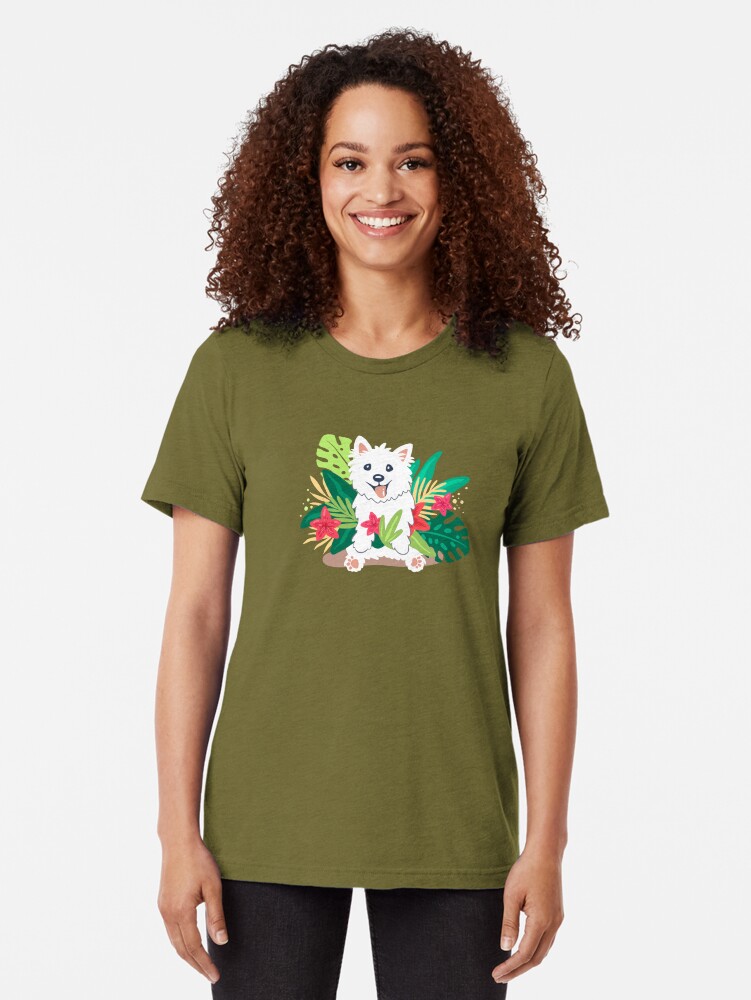 Thumbnail 2 of 7, Tri-blend T-Shirt, Westie dog Happy Spring designed and sold by mirunasfia.