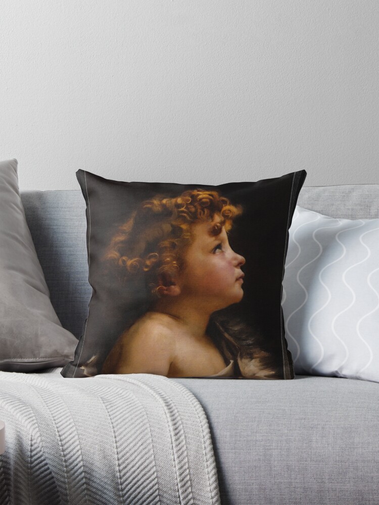 Young John The Baptist by William-Adolphe Bouguereau Old Masters Classical Fine Art Reproduction Decorative Art Print Throw Pillow