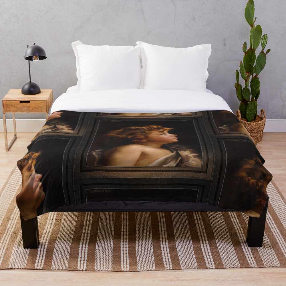 Xzendor7 Comforters, Duvet Covers and Throw Blankets - Elegance and Beauty 12 Young John The Baptist by William-Adolphe Bouguereau Old Masters Classical Fine Art Reproduction Throw Blanket