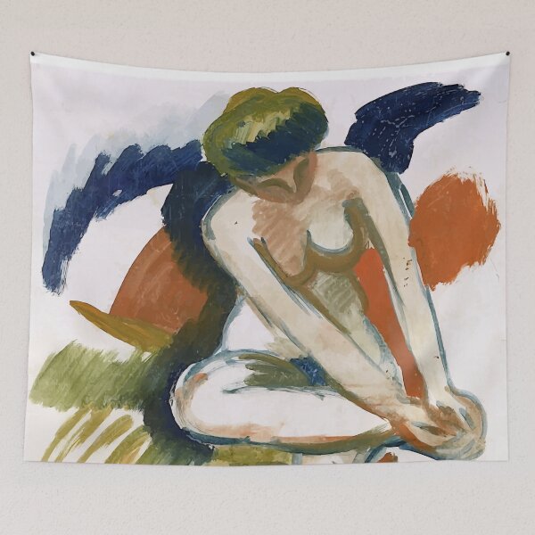 Item preview, Large Nude on Red Cloth by August Macke designed and sold by digitalvintage.