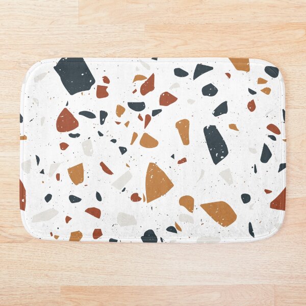 Terrazzo Stone Pattern (Navy + Terracotta + Mustard) Bath Mat