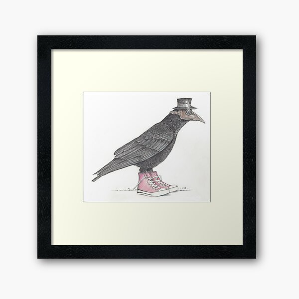Plague bird in pink high tops Framed Art Print