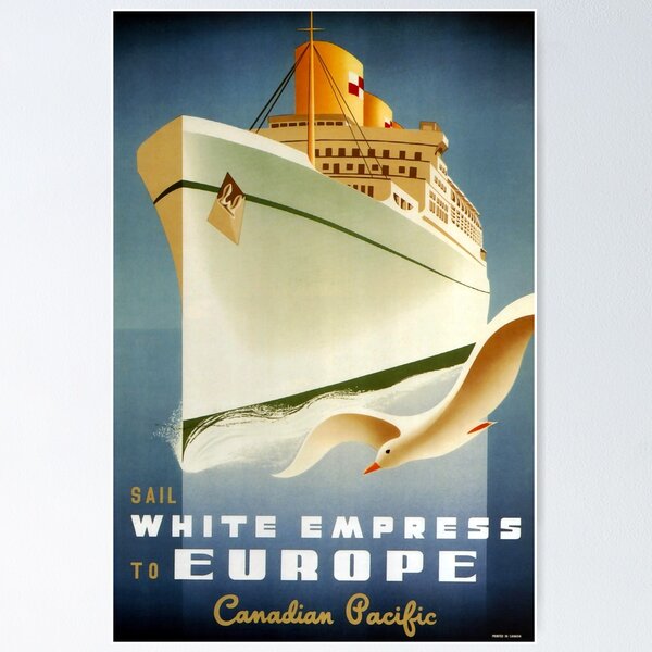 Item preview, Sail White Empress to Europe vintage travel poster designed and sold by stickart-marek.