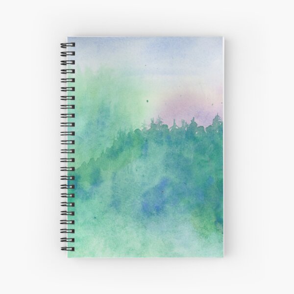Green Mist Forest. Original Watercolor Painting Fine Art Print Landscape Art Print from Watercolor Painting Original Wall Art Spiral Notebook