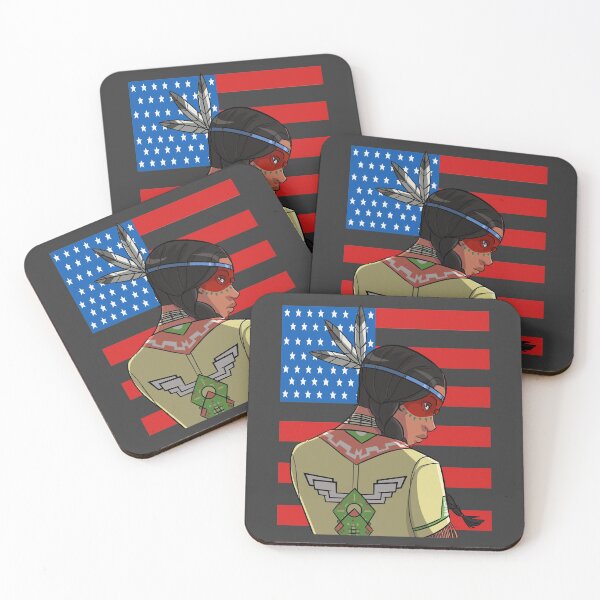 Item preview, Native American Day Female Indian Warrior American Flag designed and sold by Nosek1ng.