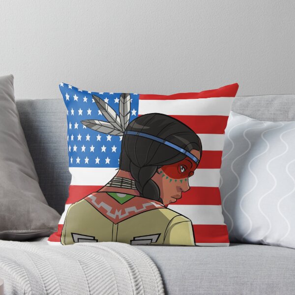 Item preview, Native American Day Female Indian Warrior American Flag designed and sold by Nosek1ng.