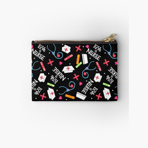 Item preview, Love a Nurse Whimsy Art Pattern Black designed and sold by phyllisdobbs.