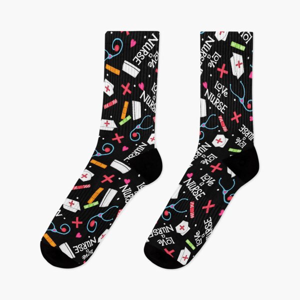 Item preview, Love a Nurse Whimsy Art Pattern Black designed and sold by phyllisdobbs.