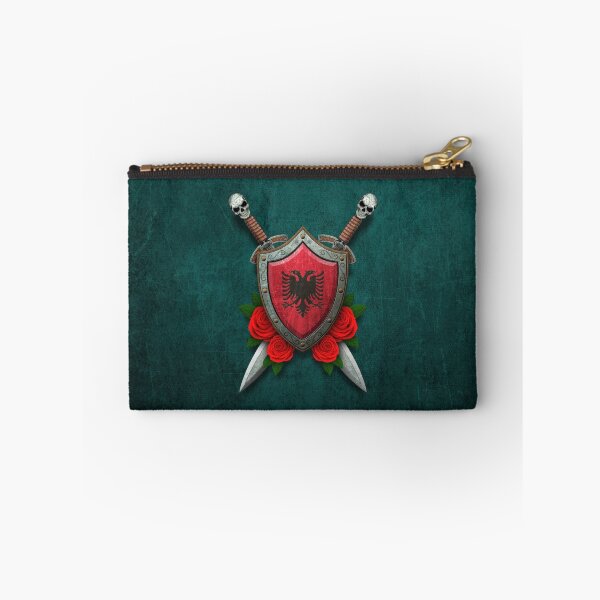 Item preview, Albanian Flag on a Worn Shield and Crossed Swords designed and sold by JeffBartels.