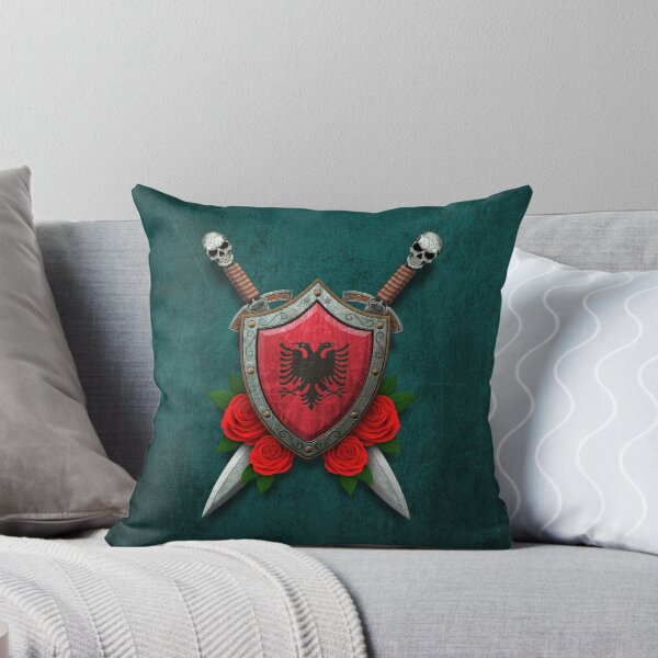Item preview, Albanian Flag on a Worn Shield and Crossed Swords designed and sold by JeffBartels.