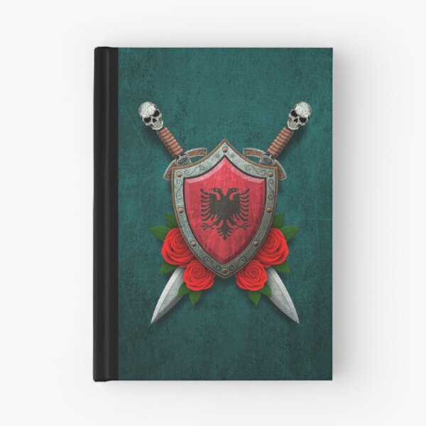 Item preview, Albanian Flag on a Worn Shield and Crossed Swords designed and sold by JeffBartels.