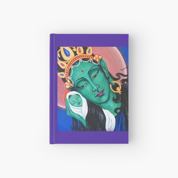 Green Tara -acrylic on canvas Hardcover Journal