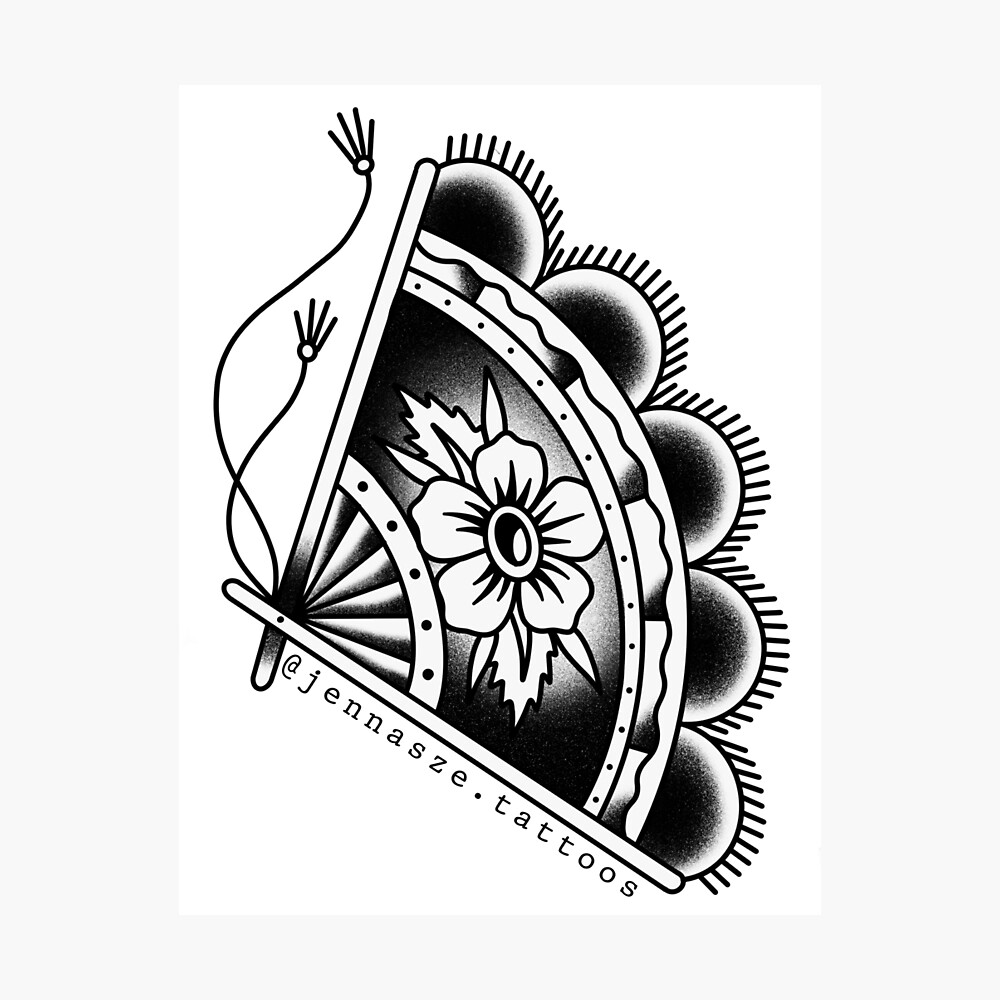Traditional Fan Tattoo" Photographic Print for Sale by jennaszetattoos |  Redbubble