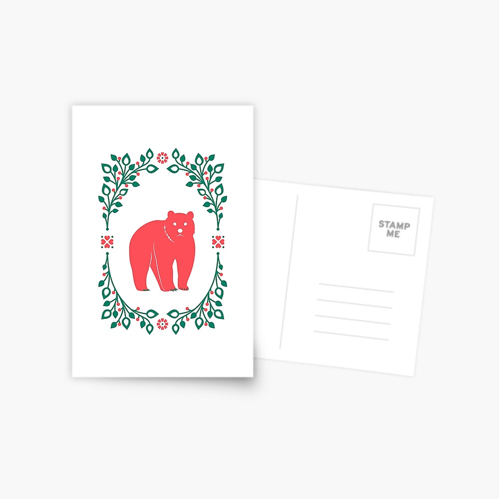 Folk Forest Bear Postcard
