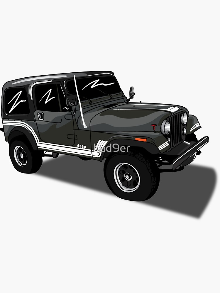 "BAD9ER Jeep CJ7 Drawing" Sticker by bad9er Redbubble