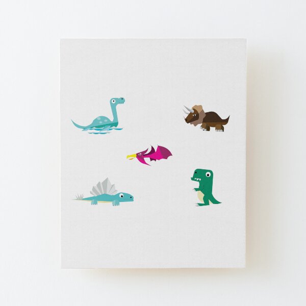 Dinosaurs Hanging Out Wood Mounted Print