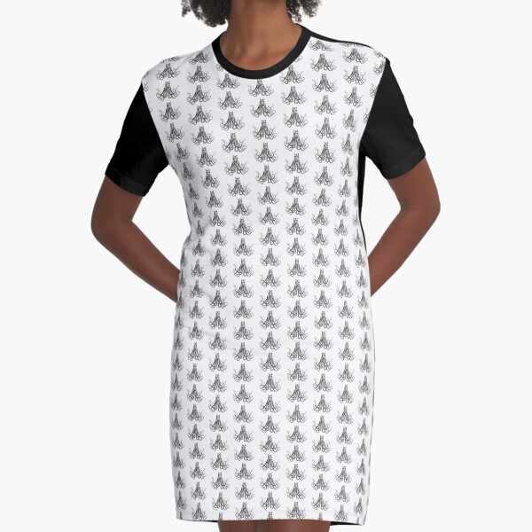 Octopussy | Half Cat Half Octopus | Hybrid Animals | Vintage Style | Black and White | Graphic T-Shirt Dress